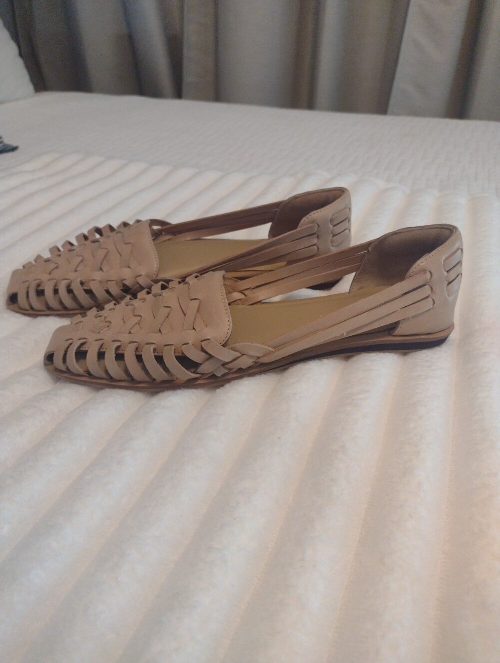 New Quince Huaraches Women 8.5 (*8) Genuine Leather Flat Sandals Nude Tan Fisher